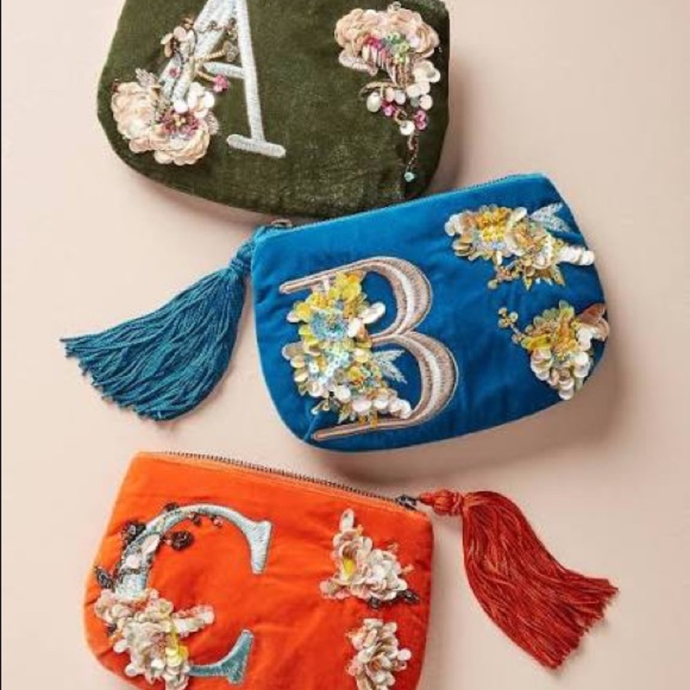 Anthropologie monogram clutch